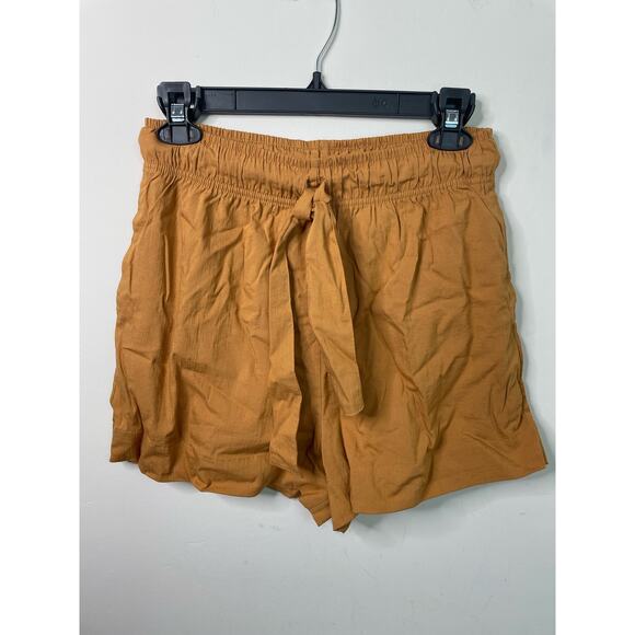 Evereve Mustard Yellow Elastic Waist Tie Front Shorts Size M - Picture 2 of 5